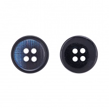 Пуговица пластиковая на четыре прокола, размер 24L, цвет синий