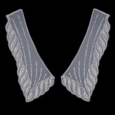 Воротник пришивной из тонкого капрона с вышивкой, расшитой микробисером и пайетками, размер 250х100 мм