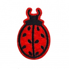 Термоаппликация "Божья коровка", размер 60х38 мм, черная вышивка на красной основе