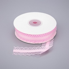 Декоративная лента капроновая ажурная, ширина 30 мм, намотка 25 ярдов, цвет розовый