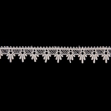 Кружево ажурное, нежная воздушная сеточка с фестонами по контуру, ширина 35 мм, цвет бежевый, намотка 15 ярдов 