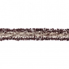 Декоративная тесьма букле с люрексом и бахромой, ширина 25 мм, цвет кофейный, намотка 45 ярдов