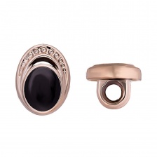 Пуговица пластиковая на ножке, овальной формы, основа золотая, вставка черная, размер 20L