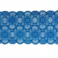 Кружево эластичное, ширина 170 мм, цвет голубой, намотка 15 ярдов, материал лайкра