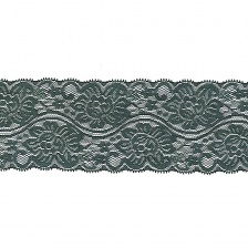 Кружево эластичное, ширина 80 мм, цвет зеленый, намотка 15 ярдов