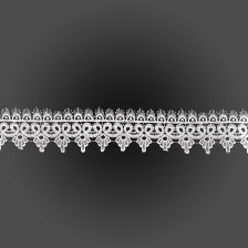 Кружево ажурное, нежное переплетение причудливых узоров с фестонами по краям, ширина 55 мм, цвет кипенно-белый, намотка 15 ярдов