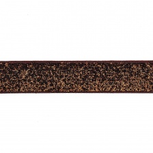 Декоративная тесьма бархатная с люрексом, цвет темно-коричневый, ширина 20 мм, намотка 25 ярдов
