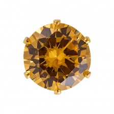 Стразы пришивные стеклянные в цапах, форма круг, цвет золото+желтый, диаметр 8 мм