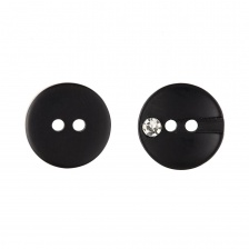 Пуговица пластиковая 20L, цвет черный+белая страза