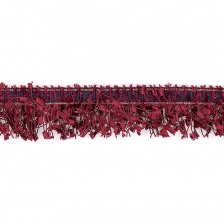 Декоративная тесьма букле с бахромой, отделана золотым люрексом, цвет бордовый, ширина 35 мм, намотка 45 ярдов