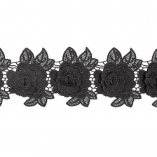 Кружево Цветочное, на ажурной кружевной основе нежная цветочная гирлянда с объемным цветком, ширина 100 мм, цвет белый, намотка 15 ярдов