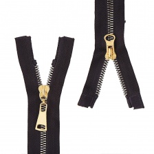 Молния трактор, тип 5, разъемная, двухзамковая, основа нейлон, длина 100 см, цвет 322 (черный), звенья металлизированные, цвет золотистый, бегунок золото