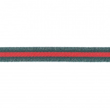 Декоративная тесьма букле с бахромой, цвет зеленый+красный, ширина 20 мм, намотка 45 ярдов