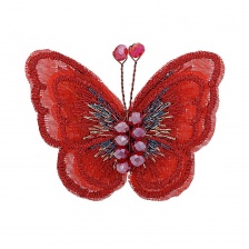 Аппликация с элементами из бисера, цвет красный, размер 50х40 мм