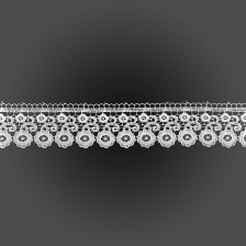 Нежное ажурное кружево с цветочным орнаментом, ширина 55 мм, цвет белый, намотка 15 ярдов