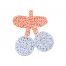 Аппликация 3D "Вишенки", цвет грязно-розовый + голубой, размер 30х33 мм