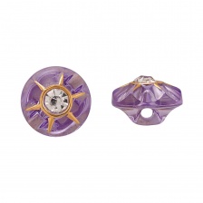 Пуговица пластиковая на ножке, круглая, сиреневая прозрачная с белой стразой в центре, 20L