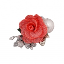 Композиция цветочная на фетровой основе, цвет кораловый, размер 45 мм, 