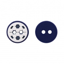 Пуговица пластиковая на два прокола "Футбол", размер 20L, цвет белый/синий