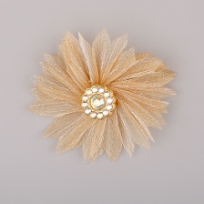 Цветочки декоративные из капрона со стразами, цвет золотой, диаметр 45 мм, 