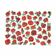 Термоаппликация "Цветок" из стеклянных страз, цвет красный/стразы белые, 50 шт на листе