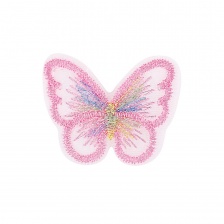 Аппликации бабочки из капрона, размер 37х28 мм  цвет ярко-розовый 