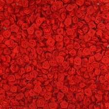 Цветочек из атласной ленты, красный, размер 15 мм,