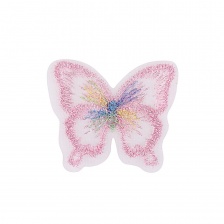 Аппликации бабочки из капрона, размер 37х30 мм цвет розовый