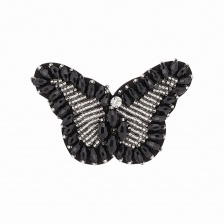 Аппликация с элементами из бисера на фетровой основе, цвет черный, размер 70х45 мм