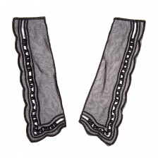 Воротник пришивной из капрона с прозрачной вставкой, украшенный бусинами в тон основы, размер 215х75 мм 