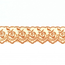 Кружево декоративное, ширина 40 мм, цвет оранжевый (24), намотка 10 ярдов