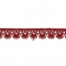 Кружево ажурное, тонкая изящная нежная гирлянда с причудливым узором и резными краями, ширина 15 мм, цвет бордовый, намотка 10 ярдов 