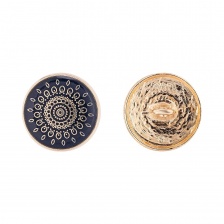 Пуговица металлическая на ножке, золото/темно-синий, 28L