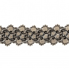 Кружево ажурное, ширина 93 мм, цвет золотой+черный, намотка 10 ярдов