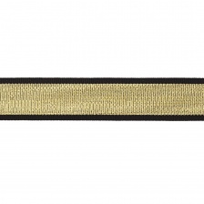 Декоративная репсовая тесьма, цвет черный+золотой, ширина 25 мм, намотка 50 ярдов