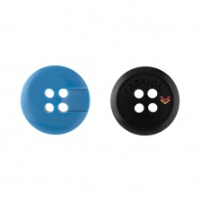 Пуговица пластиковая на четыре прокола, размер 24L, цвет черный