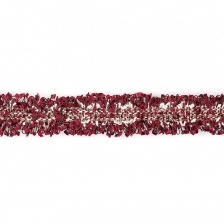 Декоративная тесьма букле с люрексом и бахромой, ширина 25 мм, цвет бордовый, намотка 45 ярдов