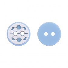 Пуговица пластиковая на два прокола "Футбол", размер 20L, цвет белый/голубой