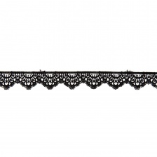 Кружево ажурное матовая нить, ширина 20 мм, цвет черный, намотка 15 ярдов