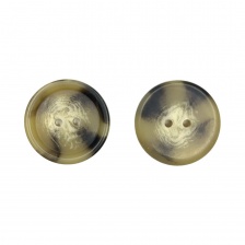 Пуговица пластиковая на два прокола, размер 44L, цвет темно-бежевый+черный