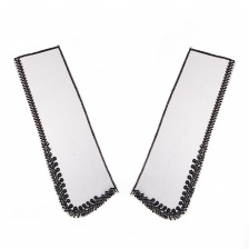 Воротник пришивной капроновый с микробисером и бусинами в тон основы, цвет черный, размер 200х65 мм