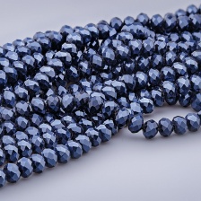 Бусины граненые Рондель (стекло), цвет синий (84), 6 мм, 100 шт/нить