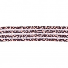 Резинка декоративная с прозрачными вставками и анималистическим принтом, ширина 70 мм, цвет белый+коричневый, намотка 50 ярдов