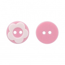 Пуговица пластиковая на два прокола "Цветок", розовая с белым, 20L