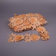 Кружево Цветочное, воздушная цветочная гирлянда с бусиной в центре цветка, намотка  10 ярдов, ширина 65 мм, цвет горчичный