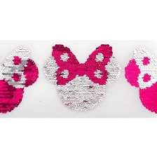 Аппликация на сетке из пайеток "Звезда", размер 115 х 110 мм, цвет розовый+серебряный, рулон 82 шт.