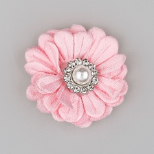 Цветочки декоративные со стразами и бусиной, цвет розовый, диаметр 30 мм, 