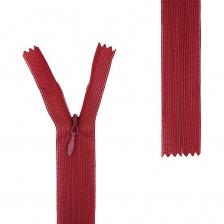 Молния спираль, тип 3, потайная, неразъемная, основа капрон, длина 20 см, цвет 178 (бордо), бегунок цвета основы