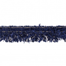 Декоративная тесьма букле с бахромой, отделана золотым люрексом, цвет темно-синий, ширина 35 мм, намотка 45 ярдов