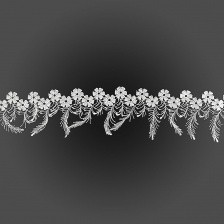 Кружево ажурное, нежная цветочная гирлянда с бахромчатыми листиками, ширина 50 мм, цвет белый, намотка 15 ярдов